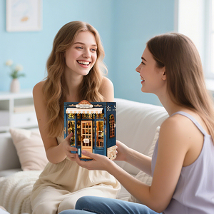 Boekenhokje poppenhuis architectuur bouwpakket, een doe-het-zelf mini houten <span class=keywords><strong>model</strong></span> met gedetailleerd interieur - Product Image 5