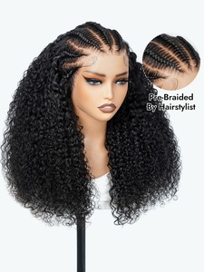 Pelucas listas para usar, cabello trenzado humano rizado, pelucas frontales de encaje 13x6 con cabello de bebé Natural, cabello humano 100% con nudos preblanqueados - Product Image 3