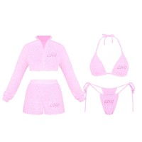 OEM Dames Zwempak Fabrikant Strandkleding Top en Shorts Set Op Maat Halter Tie Bikini Set