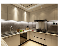 Cuisine Modulaire Contemporaine Écologique Ignifuge, Mini Cuisine Portable avec Armoire de Cuisine en Acier Inoxydable 304