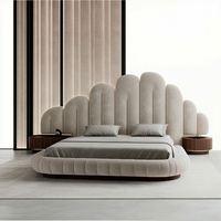 Cadre de lit moderne King Size Cadre complet Chambre à coucher de luxe Lit classique principal cercle souple pour chambre à coucher Ensembles de meubles