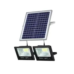 60W 100W 200W güneş LED projektör uzaktan kumanda LED sokak lambası şarj edilebilir IP67 su geçirmez güneş enerjili açık