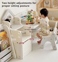 MIGO BEAR Bureau fonctionnel pour enfants avec espace de rangement Table et chaises ergonomiques pour la lecture des enfants Dessin Manger Étudier