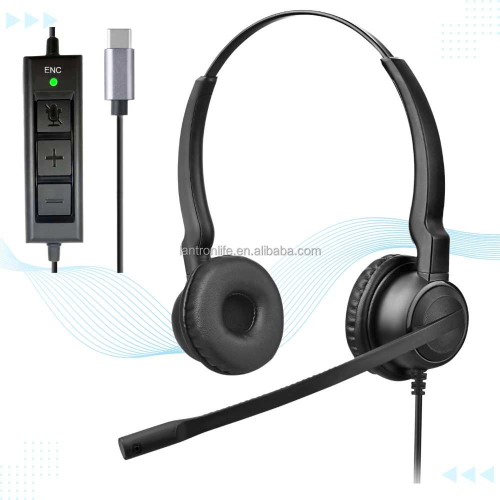 สีดำ พร้อม ENC, หัวเสียบ USB-C (ตัดเสียงรบกวนไมโครโฟนเดี่ยว)