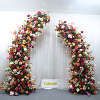 Équipements de terrain de jeux intérieur/extérieur KCFA, arche rose en forme de corne, fleurs artificielles pour mariage, arche à vendre