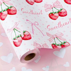 Papel de Regalo Rosa Fresa HOMERAL de 17 Pulgadas x 32.8 Pies, Papel de Regalo Reversible para Baby Shower, Cumpleaños, Despedida de Soltera - Product Image 1