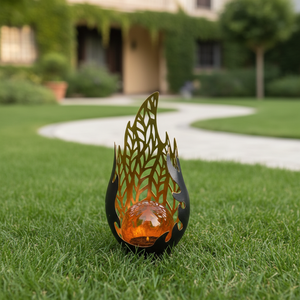 Lámpara <span class=keywords><strong>Solar</strong></span> con Sensor Automático, Estatua de Jardín con Llama, Batería de 600mAh, Cristal, Luz Blanca Cálida, Resistente al Agua - Product Image 3