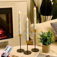 Lot de 3 bougies coniques sans flamme avec guirlande lumineuse intégrée, effet flamme analogique, écologiques, télécommandées, pour la décoration de la maison et de mariages