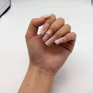 Lot de 24 faux <span class=keywords><strong>ongles</strong></span> à presser style français avec colle, en ABS, forme stiletto ou amande, personnalisables - Product Image 2