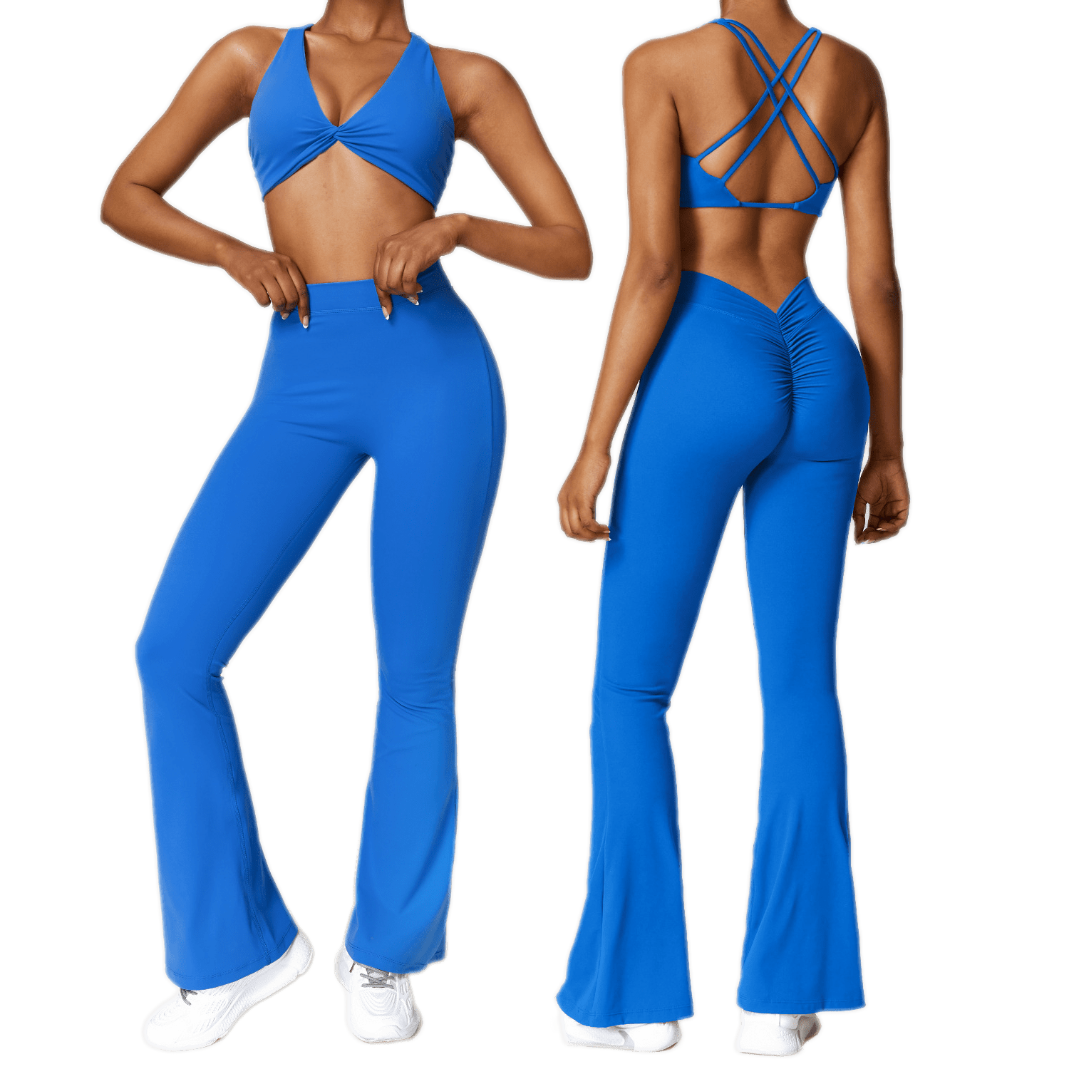 Women 3PCS Yoga Wear Workout Clothing High Waist Butt Lifting Legging Women's Sexy Backless Bra Set