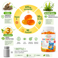 Gummies Omega-3 DHA pour enfants, sans OGM, marque privée, avec Omega 6 et 9, complément nutritionnel pour enfants, pour soutenir la santé du cerveau