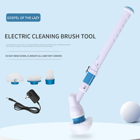 Cepillo de Limpieza Eléctrico Inalámbrico Recargable a Prueba de Agua para Baño y Cocina con Mango Largo y Cabezales Reemplazables
