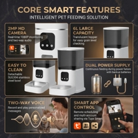 Comedero Inteligente para Mascotas con Control Automático por WiFi y Aplicación, Gran Capacidad de 6L, Cámara para Gatos, Grabación de Voz, Temporizador, Acero Inoxidable y Plástico
