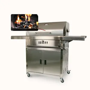 barbecue tray bbq grill Suppliers-Garden courtyard stainless steel trolley charcoal barbecue bbq grill