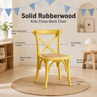 Chaise en bois rustique MULIGNA Industrial Bistro Bentwood pour événements, fêtes d'anniversaire, location, enfants, dossier croisé, pour hôtel, salon, école