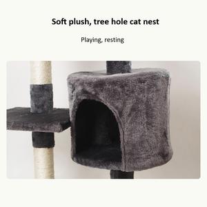 Grosir pohon kucing desainer multi-tingkat berkelanjutan tiang garuk Sisal rumah kayu kucing untuk kucing - Product Image 4