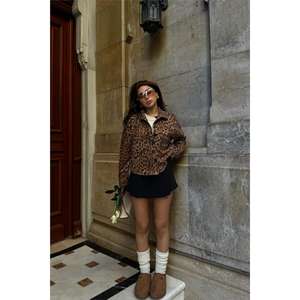 Camisa de Mujer con Estampado de Leopardo y Flores, Tejido de Viscosa, Algodón y Seda, Estilo Casual para Otoño, Primavera, Talla XL - Product Image 1