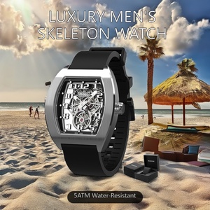 Luxury Men's <b>Skeleton</b> Mechanical <b>Watch</b> Custom Logo <b>Automatic</b> Movement Water Resistant Silicone Wristband Customizable Uhren - Product Image 2
