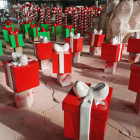 Boîte cadeau de Noël en fibre de verre, étanche, personnalisée, décoration de Noël grandeur nature, statue pour vitrine, entrée principale, protection UV