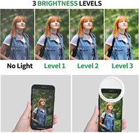 Lampe annulaire LED portable personnalisée pour téléphone portable Lampe à selfie Rechargeable Lumières de couleur réglables pour vidéo Maquillage en direct