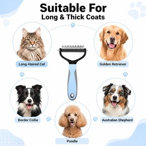 <b>Pet</b> Hair Grooming Tool Double-Sided Dematting Shedding Undercoat Rake <b>Brush</b> Comb for Dogs and Cats - Product Image 3
