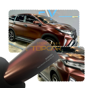 TOPCAR Satin Metallic Borgoña Red <span class=keywords><strong>Car</strong></span> Wrap Anti Scratch Satin Metallic <span class=keywords><strong>Sticker</strong></span> Design 2 años de garantía - Product Image 1