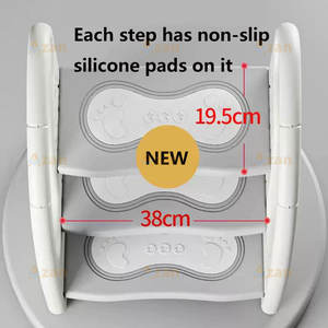Tabouret de lavabo antidérapant pour enfants, marchepied rehausseur en plastique à trois marches, tabouret domestique avec main courante pour bébés et enfants - Product Image 4