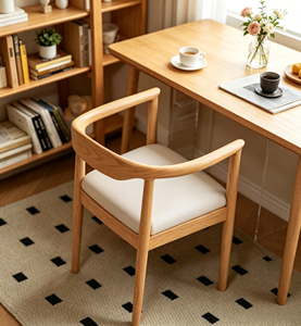 Modern Wooden <b>Armchair</b> With White Cushion Scandinavian Style Living Room Chair For Bedroom Home Furniture - Product Image 2