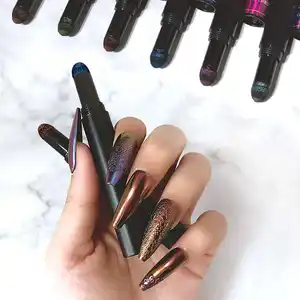 Chameleon Powder Chrome Nail Magic Mirror Powder Pen Pigmentos cromados Brillo brillante Metálico Holográfico Nail Powder