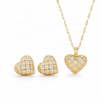 Ensemble de bijoux en cuivre de haute qualité, ensembles de bijoux en forme de cœur pour femmes, ensembles de cadeaux pour femmes, bijoux plaqués or 18 carats, vente en gros