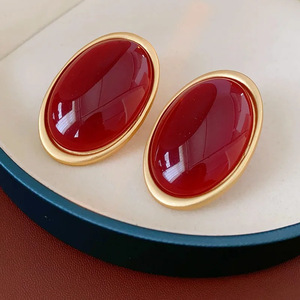 <span class=keywords><strong>Pendientes</strong></span> de Rubí Vintage, <span class=keywords><strong>Pendientes</strong></span> Ovalados Geométricos Grandes de Lujo, <span class=keywords><strong>Pendientes</strong></span> de Resina Roja para Mujer, Joyería para Fiestas y Bodas, Venta al Por Mayor - Product Image 5