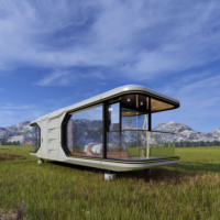 Maison conteneur à capsule spatiale de luxe Structure de panneau sandwich à cadre en acier Maisons préfabriquées prêtes à l'emploi pour abri d'auto inspiré