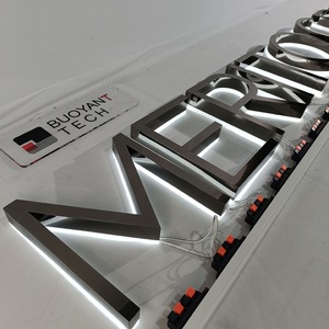 Customized Outdoor Indoor <b>Light</b> up <b>Letter</b> Company Logo 3D Fonts Channel <b>Letter</b> Metal Mirror Surface Led Backlit <b>Letter</b> Sign - Product Image 1