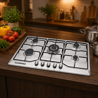 Cuisinière à gaz 5 brûleurs en acier inoxydable, prix de gros direct usine