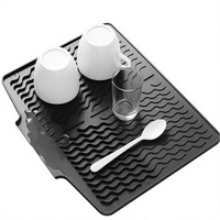 Tapis de séchage de vaisselle en silicone extra large, résistant à la chaleur, pour comptoir de cuisine, avec drain, plateau de drainage rectangulaire pour vaisselle