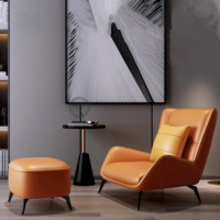 Fauteuil de loisirs modulaire confortable au design traditionnel, réglable, en cuir PU, avec repose-pieds marron, couleur personnalisable, pour la maison et le bureau