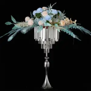 Zhuoyun Wholesale Price Silver Metal Flower Stand Vase Table Decoration Wedding Centerpiece