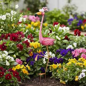 Décoration de <span class=keywords><strong>jardin</strong></span> en métal thermolaqué, motif <span class=keywords><strong>flamant</strong></span> <span class=keywords><strong>rose</strong></span> unique et moderne, style Art Déco, papillon artificiel, directement de l'usine - Product Image 4