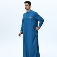 Arabische islamische Baumwoll stoff Kleidung für Männer Lässig Jalabiya Kurta Pyjama Design Shirt Kragen Muslim Metal Button Inspiriert Katar