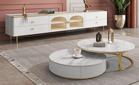 Ensemble de tables basses modernes extensibles en bois brillant pour salon, design simple et élégant