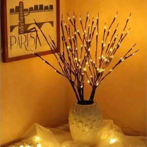 Lampe LED en forme de vase, créative, avec fleurs de pêcher, roses, lanternes, étoiles, lune, arbres lumineux, décorations lumineuses à piles - Product Image 2