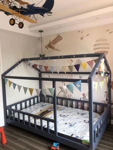 Cuna de Madera Maciza Tipo Casita Multifuncional Montessori para Niños Pequeños con Barandilla de Almacenamiento para Dormitorio de Niñas Cama Infantil - Product Image 4