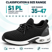 Chaussures de sécurité personnalisées EN ISO 20345 S1PL à embout en acier avec semelle intermédiaire en Kevlar, baskets de travail tricotées pour les travailleurs d'entrepôt et d'usine