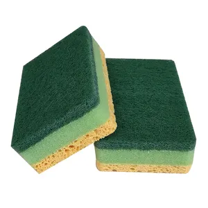 11x7x3cm cellulose sponges & scouring pads manufacturer biodegradable wood pulp scrub pad for kitchen