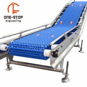 बूचड़खानों के लिए स्टेनलेस स्टील मीट कन्वेयर सिस्टम मॉड्यूलर बेल्ट और रोलर डिजाइन - Product Image 1