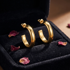 Pendientes de aro abiertos plateados estilo urbano de moda, diseño de tubo grueso, resistentes al deslustre, para uso diario, para mujer - Product Image 6