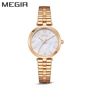 Nouvelle montre élégante et simple en acier inoxydable avec cadran en nacre, montre polyvalente pour femmes. - Product Image 1