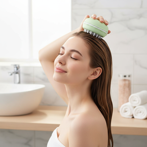 Brosse de massage du cuir chevelu humide et sec, 24 nœuds de massage en silicone, relaxation capillaire sous la douche, stimulation du cuir chevelu irrité, spa à domicile, design macaron mignon - Product Image 2