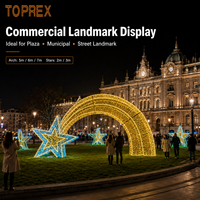 TOPREX Riesige Weihnachtsdekoration LED 3D Sternschnuppen-Lichtbogen Regenfest Ingenieurqualität Großprojekt für Außenbereich