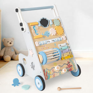<span class=keywords><strong>Chariot</strong></span> de <span class=keywords><strong>marche</strong></span> multifonctionnel Montessori en <span class=keywords><strong>bois</strong></span> sur le thème des animaux marins avec tableau d'activités et jouet sensoriel pour tout-petits - Product Image 1